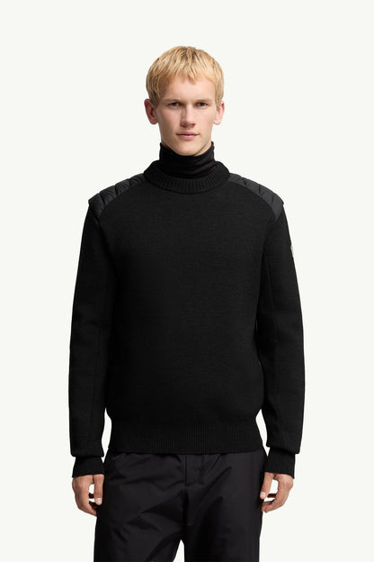 Moncler Wool Blend Down Sweater Black Black