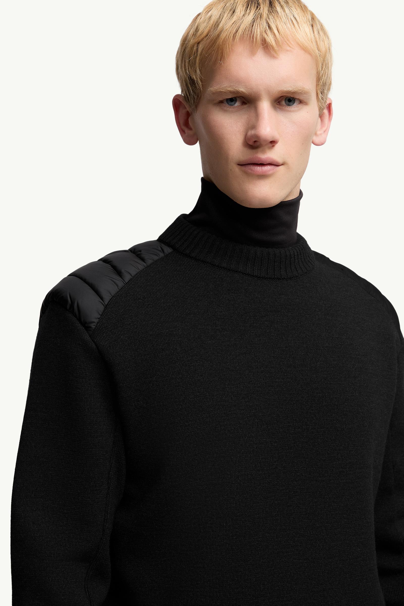 Moncler Wool Blend Down Sweater Black Black