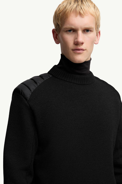Moncler Wool Blend Down Sweater Black Black
