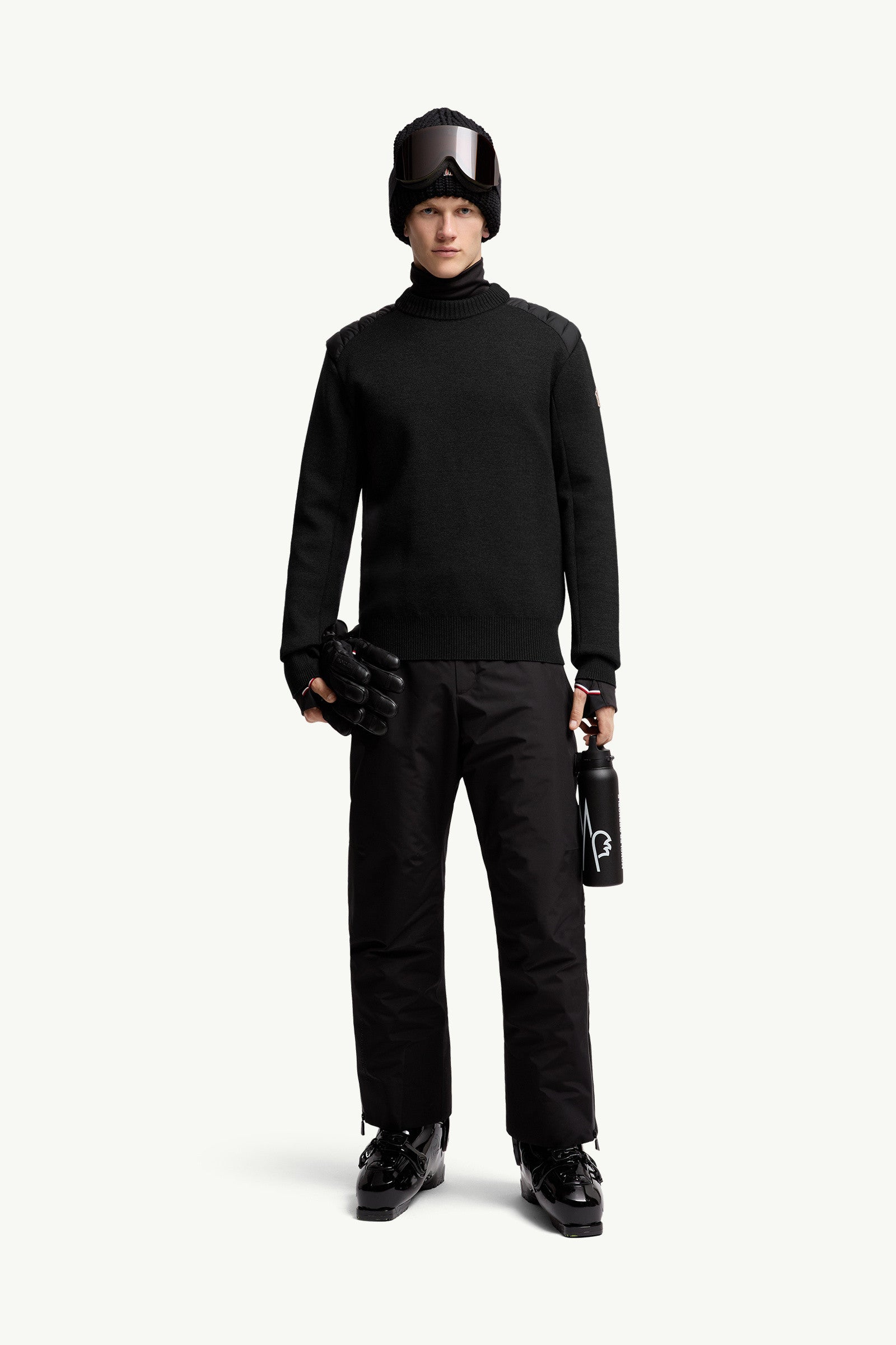 Moncler Wool Blend Down Sweater Black Black