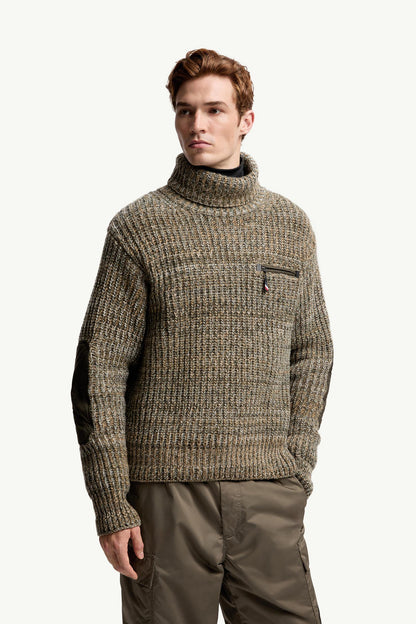 Moncler Wool Turtleneck Sweater With Pocket Sage Green Sage Green