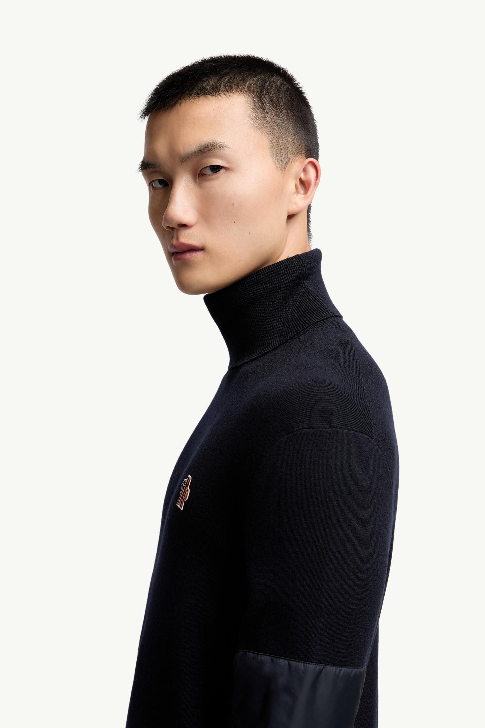 Moncler Wool Turtleneck Sweater Navy Blue Navy Blue