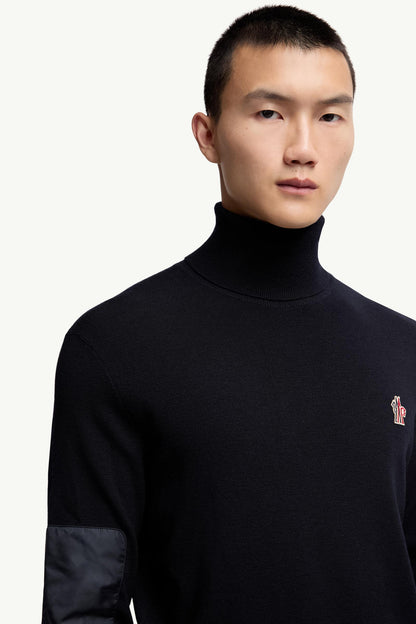 Moncler Wool Turtleneck Sweater Navy Blue Navy Blue
