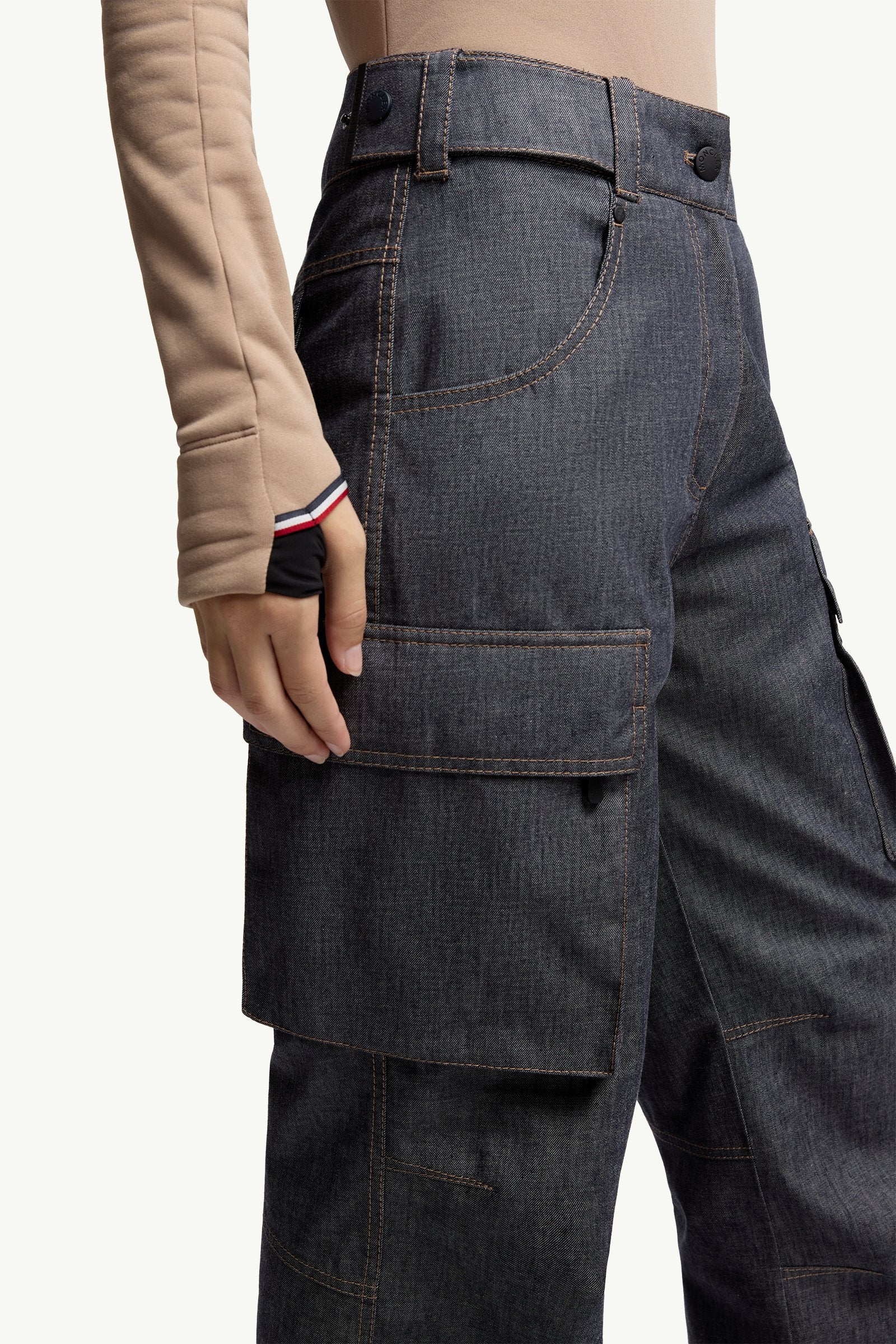 Moncler Padded Denim Ski Pants Dark Grey Dark Grey