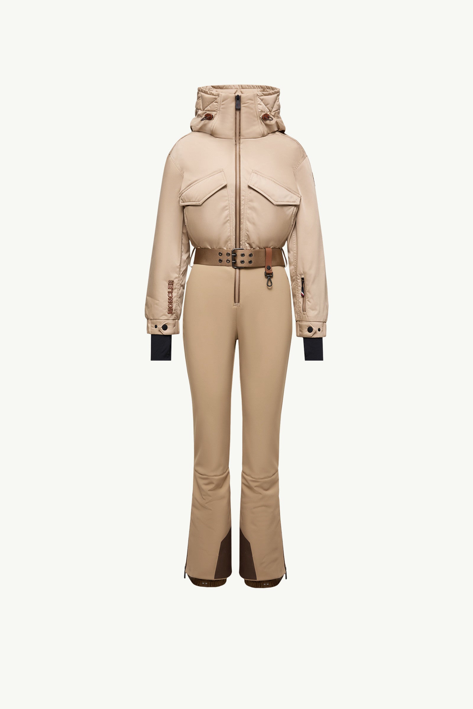 Moncler Hooded Insulated Ski Suit Camel Beige Camel Beige