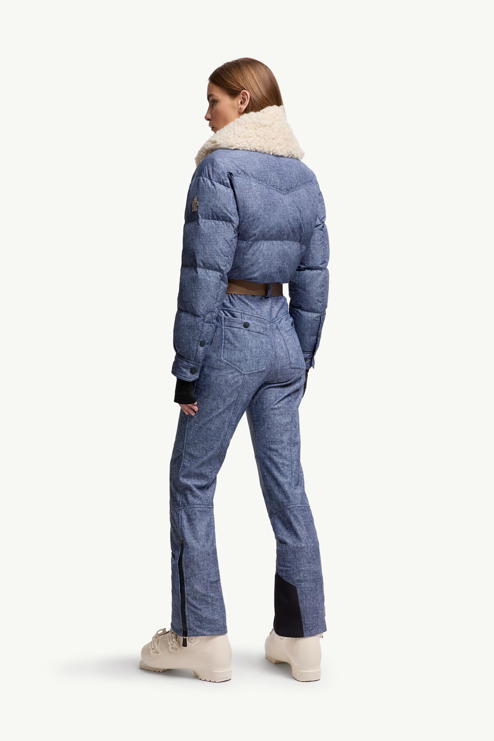 Moncler Shearling-Trimmed Insulated Ski Suit Denim Blue Denim Blue