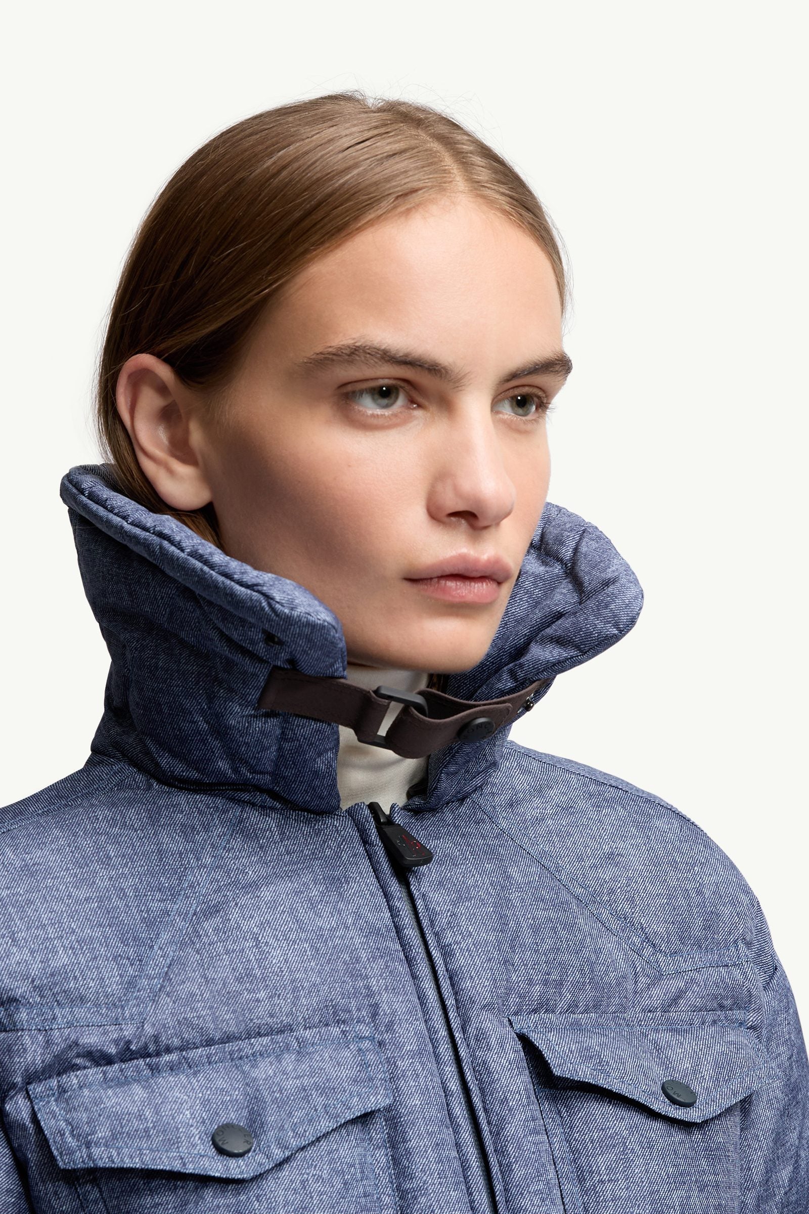 Moncler Shearling-Trimmed Insulated Ski Suit Denim Blue Denim Blue