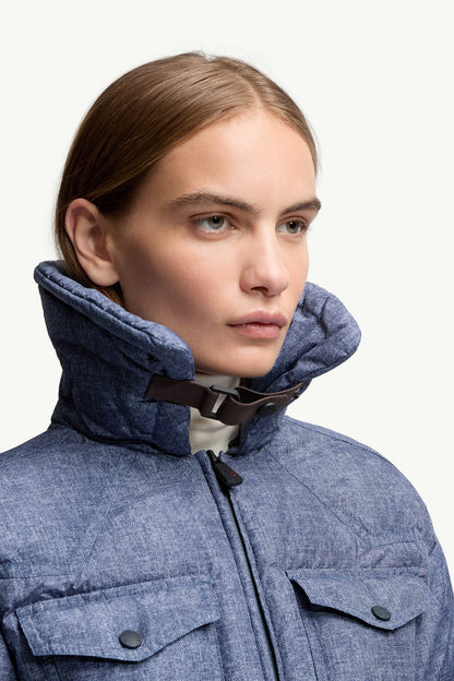 Moncler Shearling-Trimmed Insulated Ski Suit Denim Blue Denim Blue