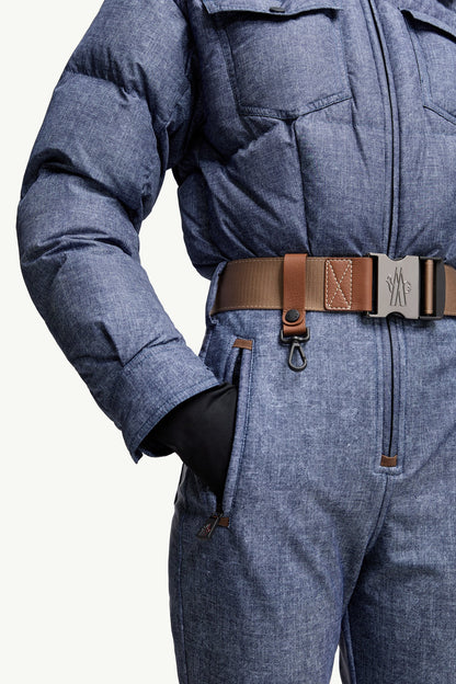 Moncler Shearling-Trimmed Insulated Ski Suit Denim Blue Denim Blue