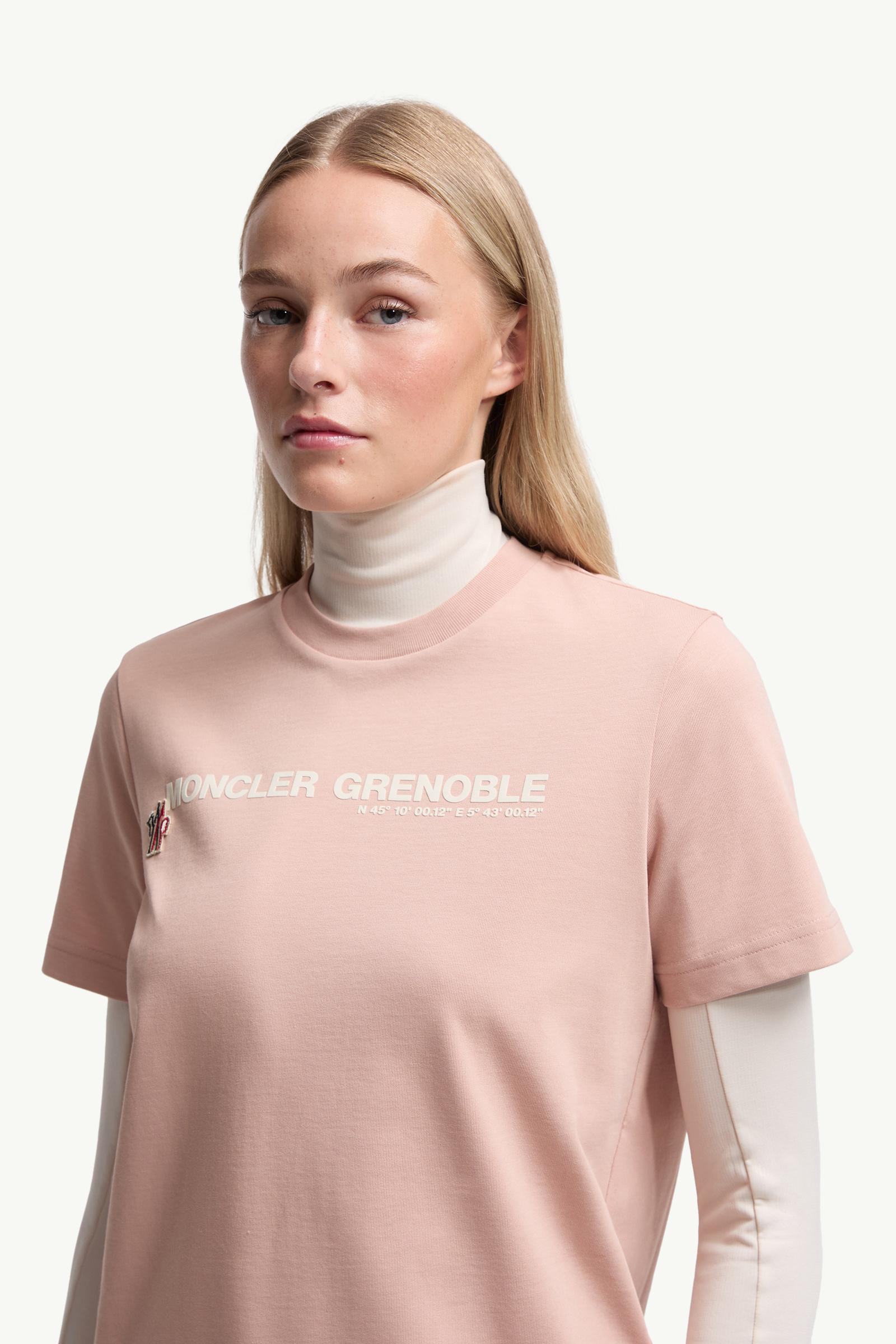 Moncler Logo Cotton T-Shirt Pink Pink