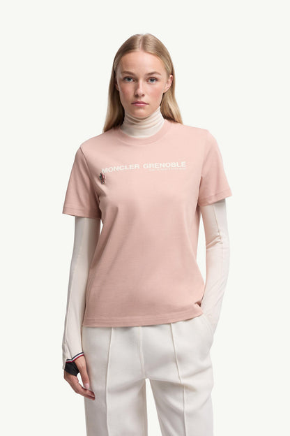 Moncler Logo Cotton T-Shirt Pink Pink