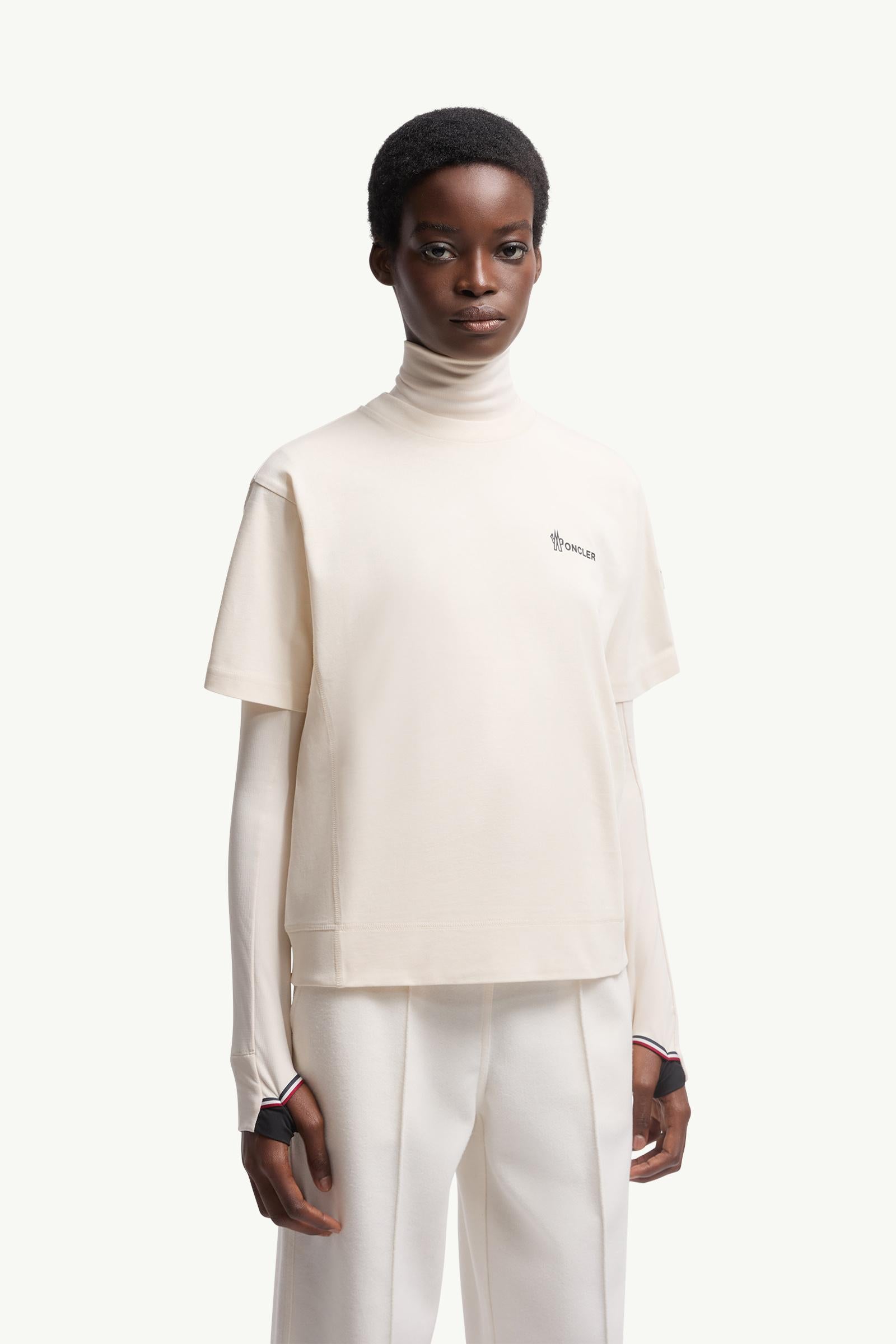 Moncler Embossed Logo Cotton T-Shirt White White
