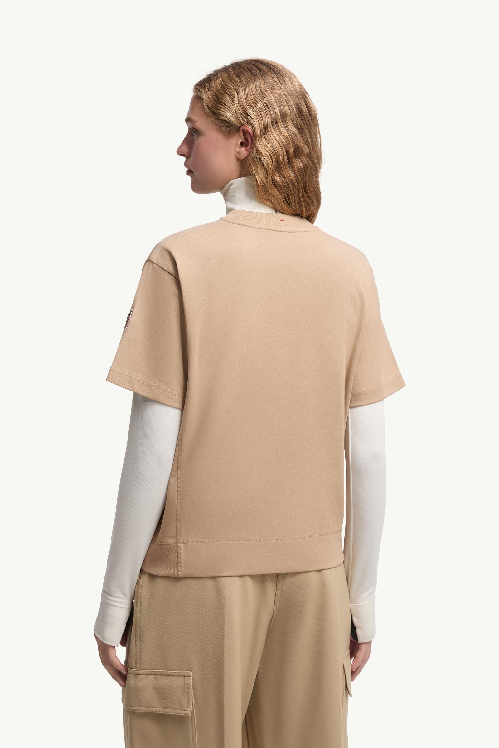 Moncler Embossed Logo Cotton T-Shirt Beige Beige