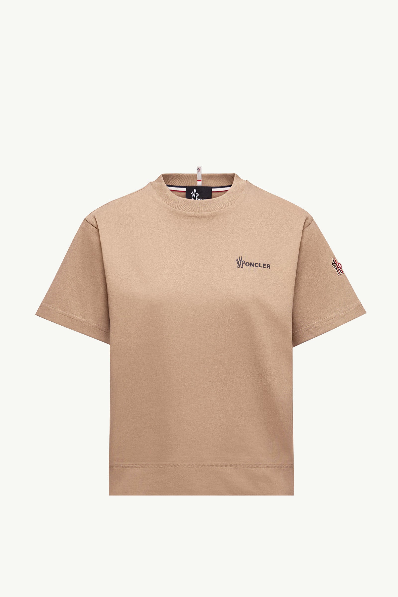 Moncler Embossed Logo Cotton T-Shirt Beige Beige