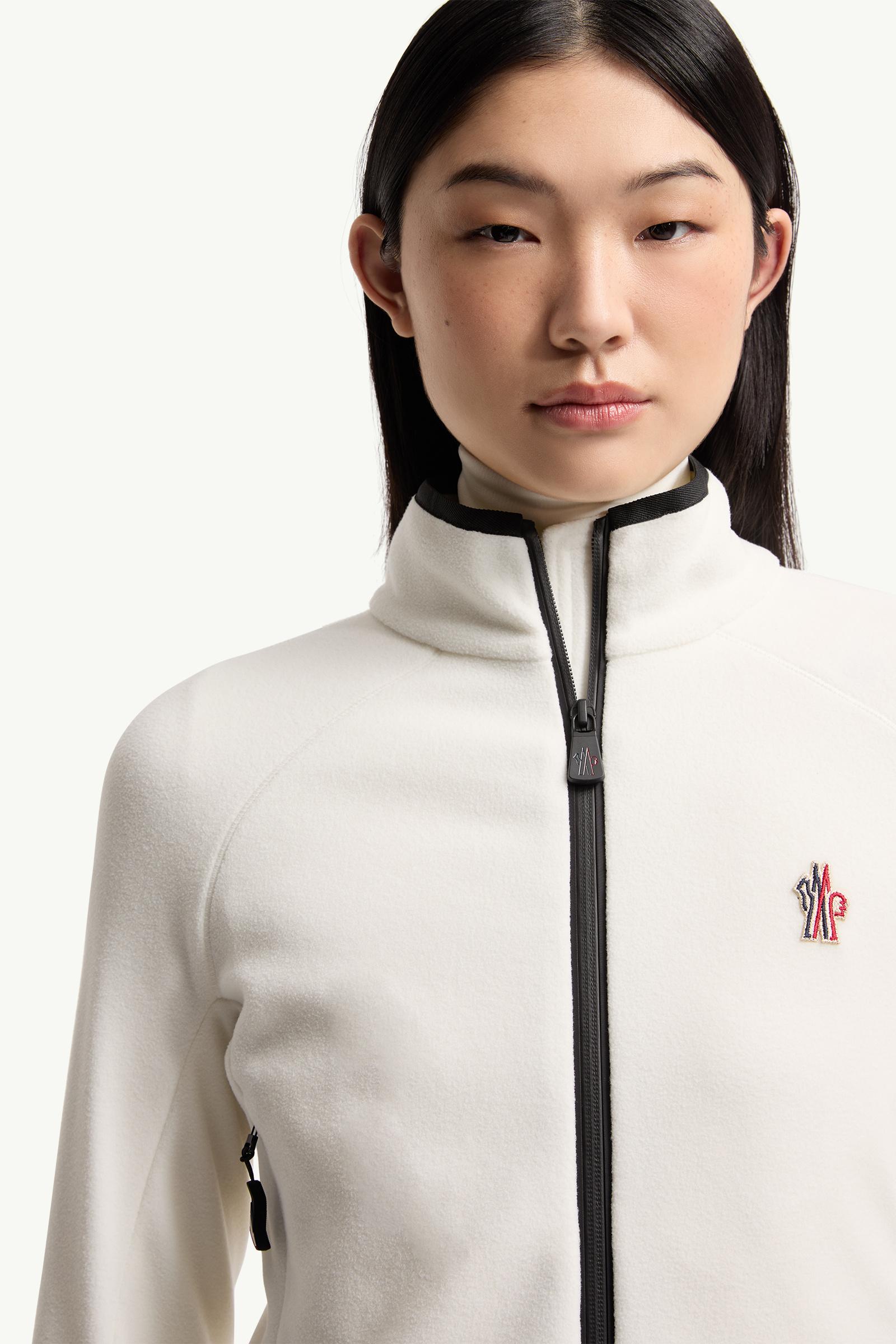 Moncler Fleece Zip-Up Sweatshirt White White