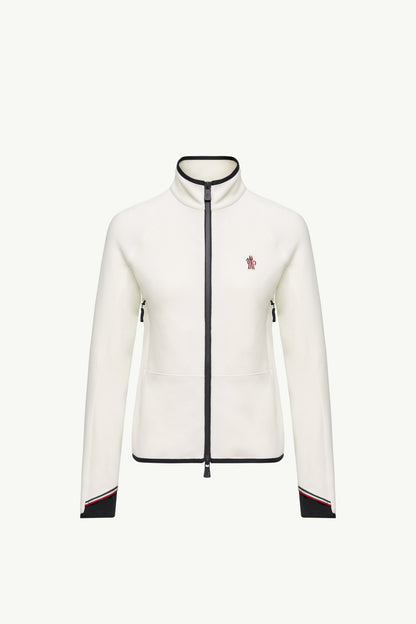 Moncler Fleece Zip-Up Sweatshirt White White
