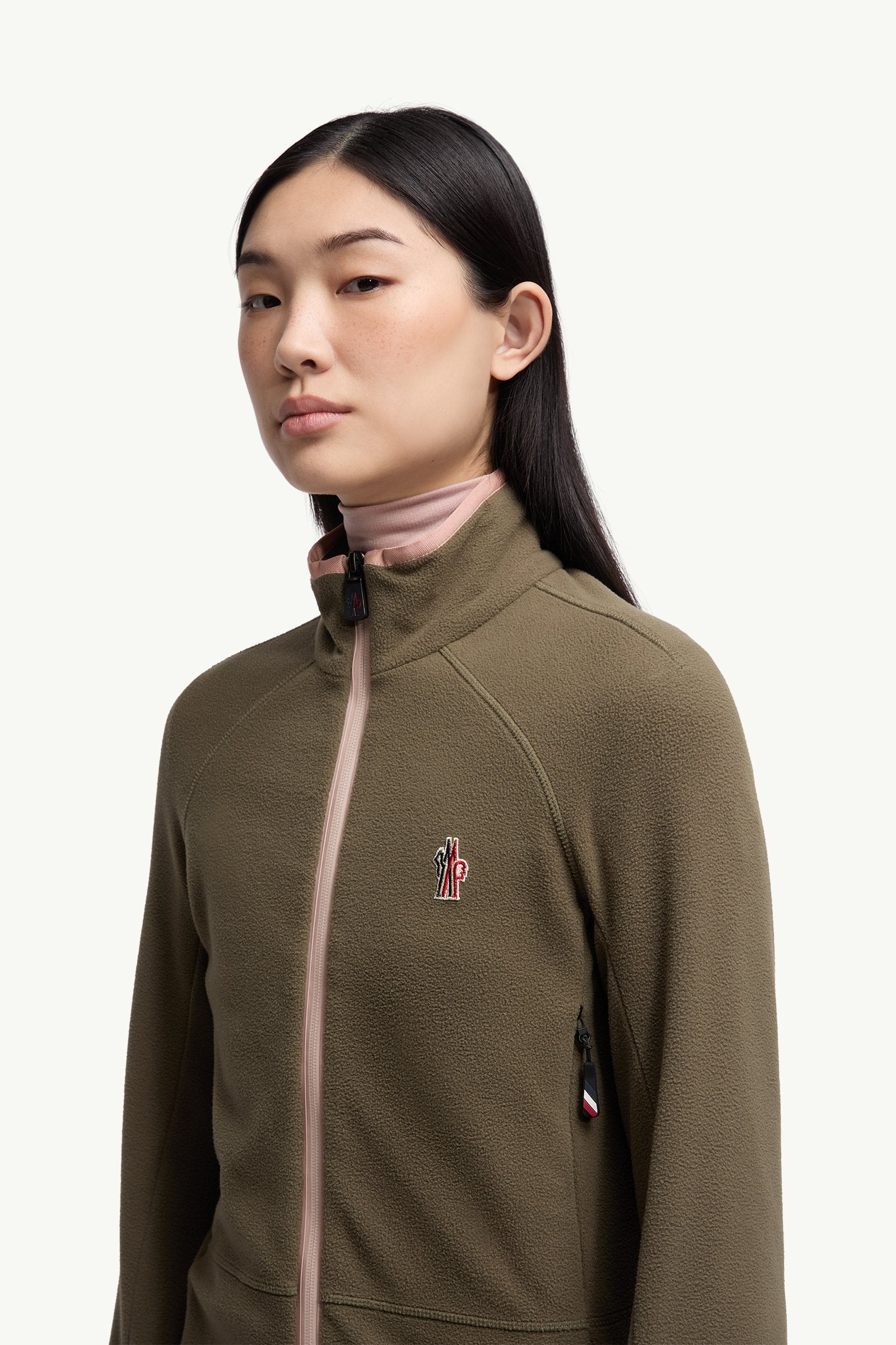 Moncler Fleece Zip-Up Sweatshirt Olive Green Olive Green