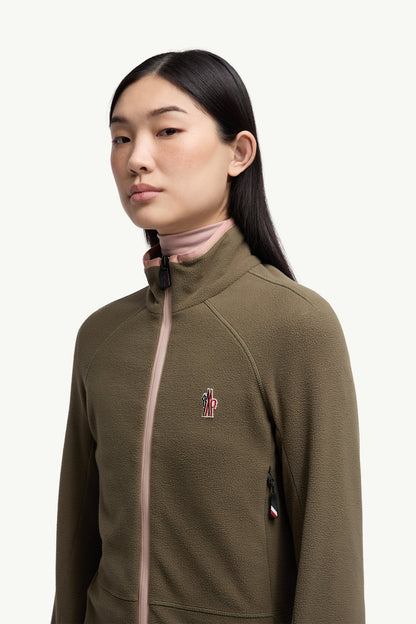 Moncler Fleece Zip-Up Sweatshirt Olive Green Olive Green