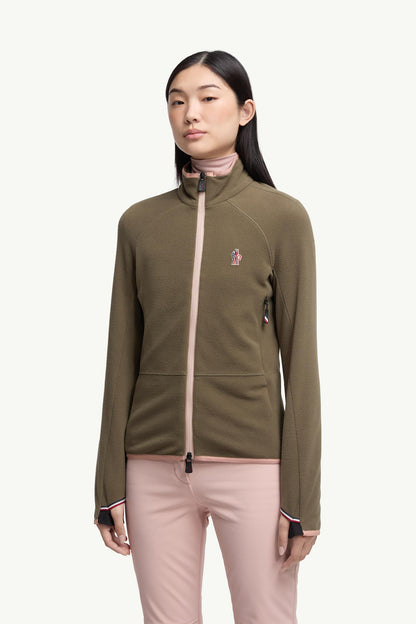 Moncler Fleece Zip-Up Sweatshirt Olive Green Olive Green