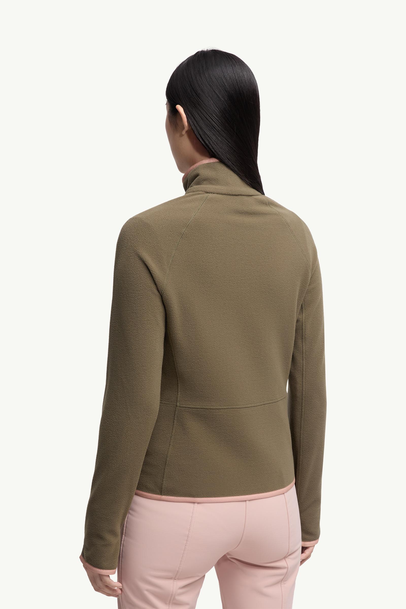 Moncler Fleece Zip-Up Sweatshirt Olive Green Olive Green