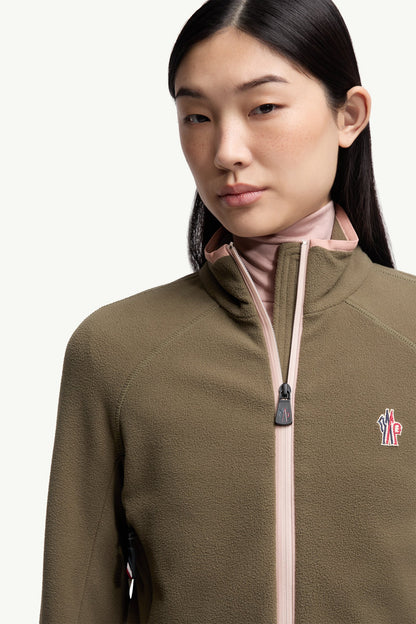 Moncler Fleece Zip-Up Sweatshirt Olive Green Olive Green