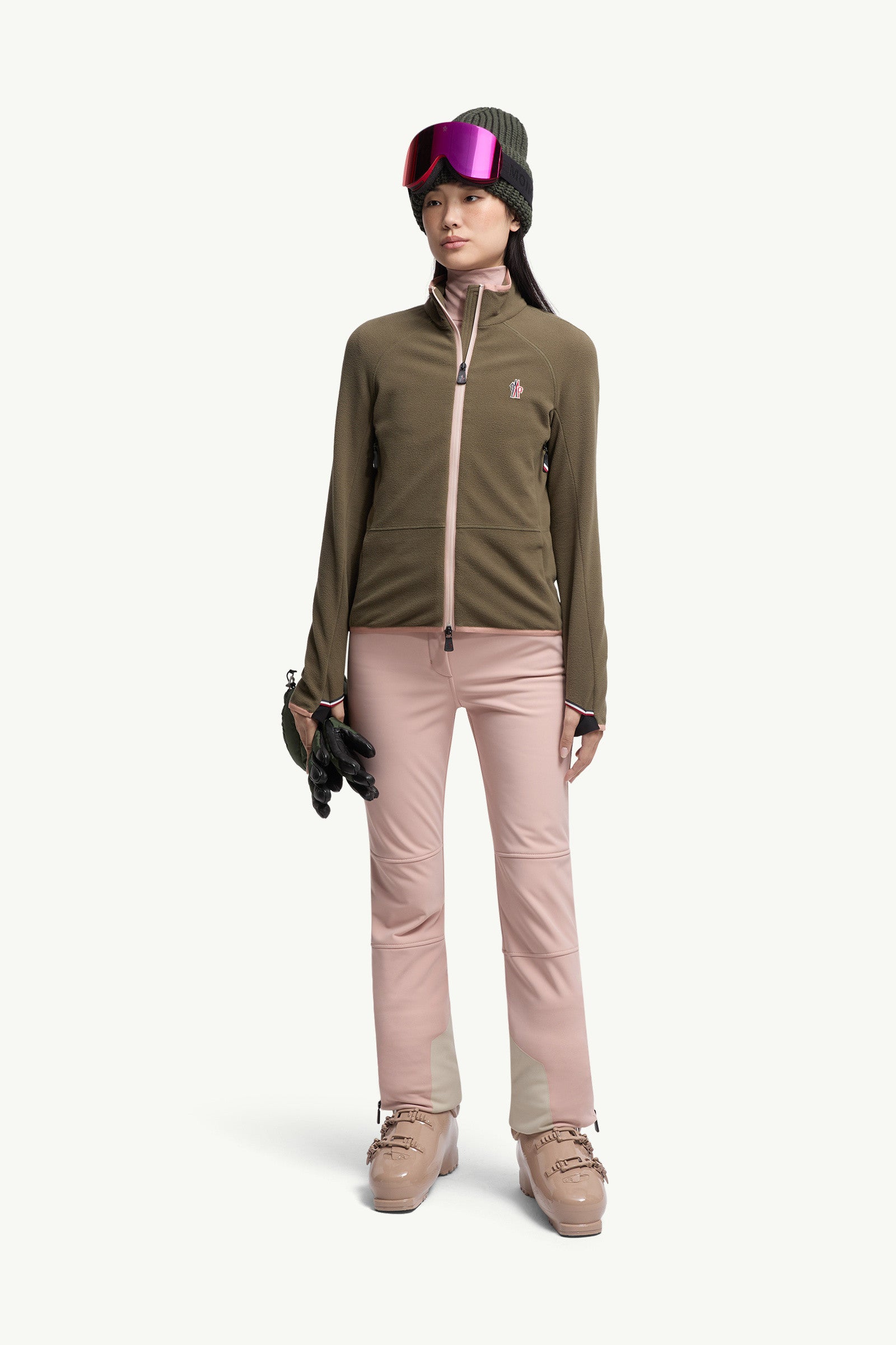 Moncler Fleece Zip-Up Sweatshirt Olive Green Olive Green