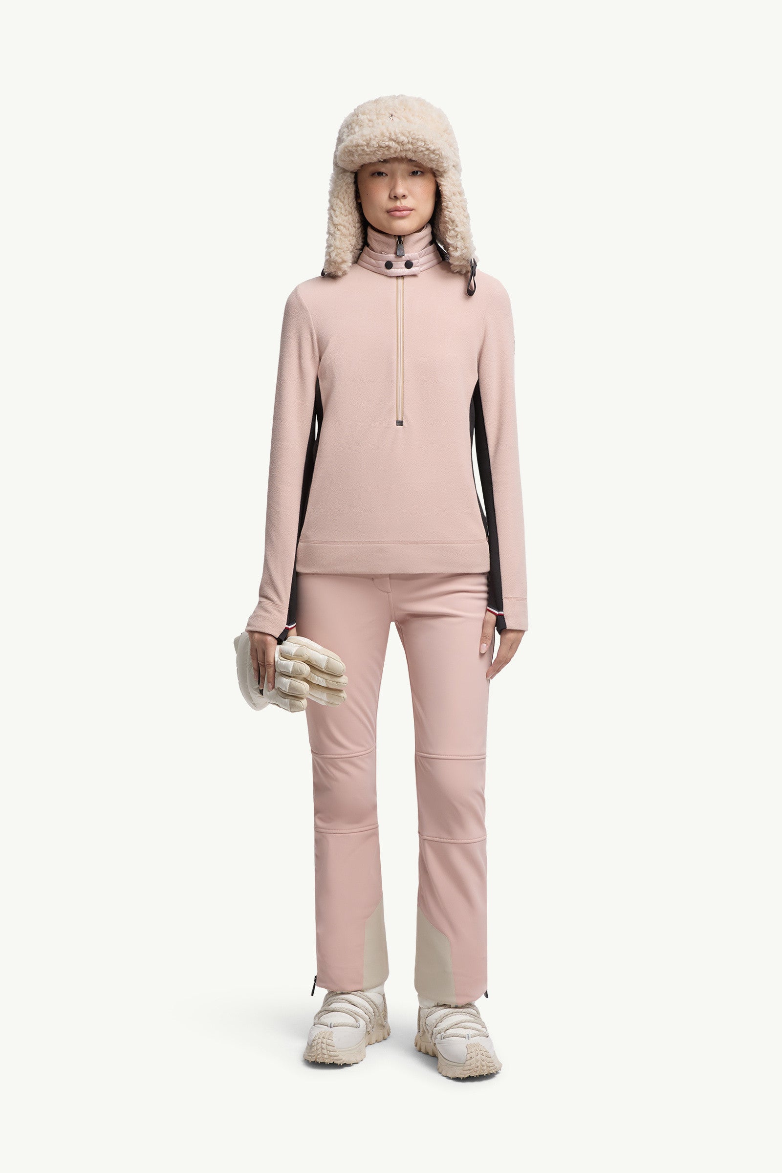 Moncler Half-Zip Sweatshirt Light Pink Light Pink