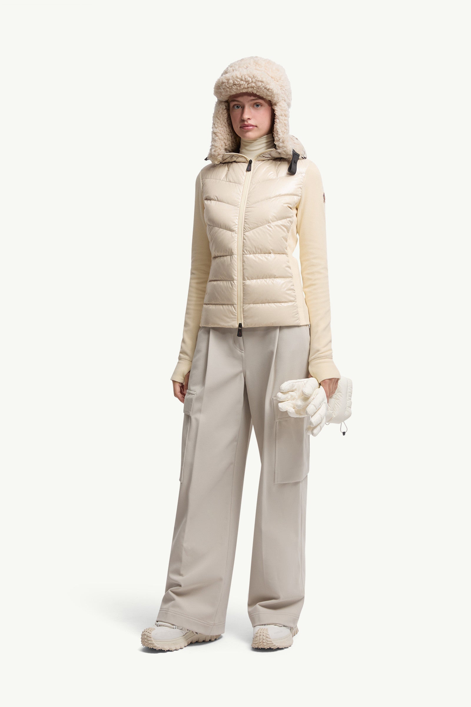 Moncler Padded Zip-Up Hoodie White White