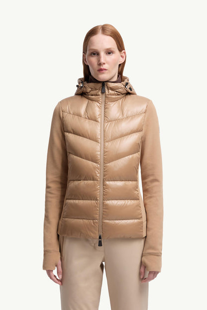 Moncler Padded Zip-Up Hoodie Beige Beige