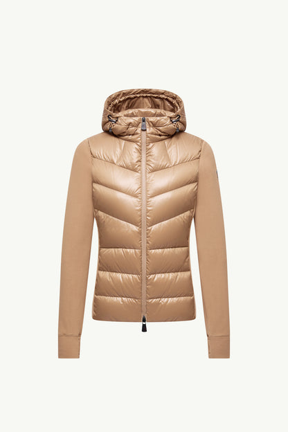 Moncler Padded Zip-Up Hoodie Beige Beige