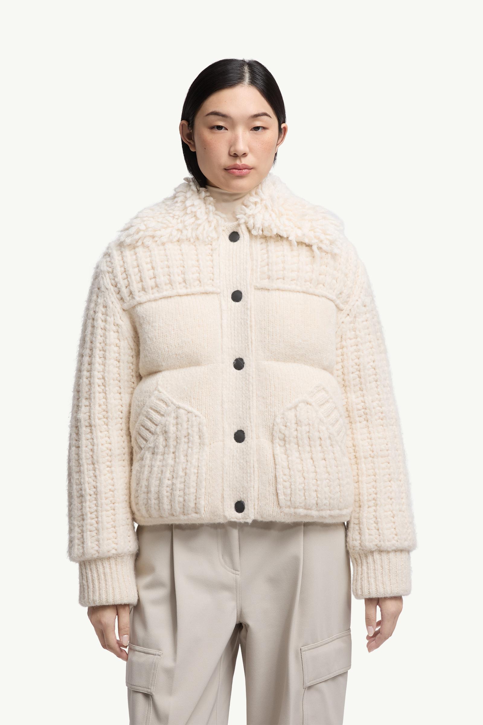 Moncler Hillehorn Alpaca Blend Short Down Jacket White Ivory White Ivory