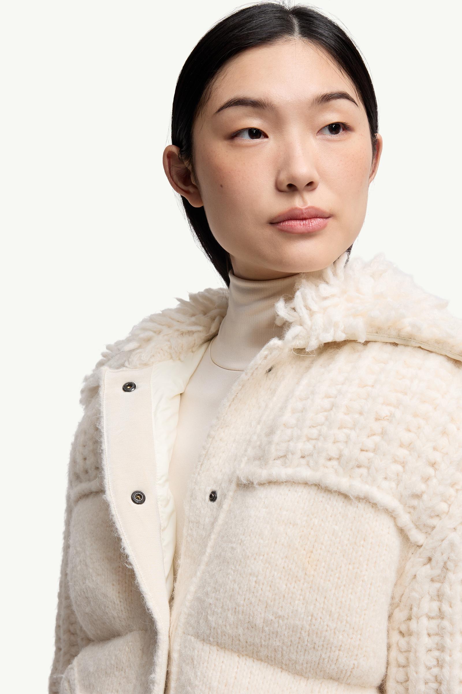 Moncler Hillehorn Alpaca Blend Short Down Jacket White Ivory White Ivory