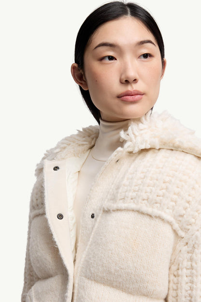 Moncler Hillehorn Alpaca Blend Short Down Jacket White Ivory White Ivory