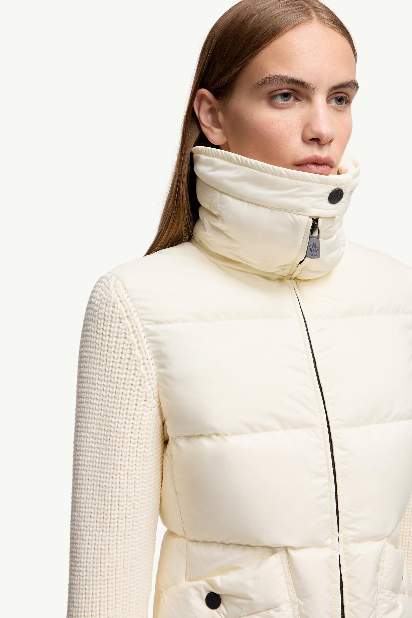Moncler Padded Wool Zip-Up Cardigan White Ivory White Ivory