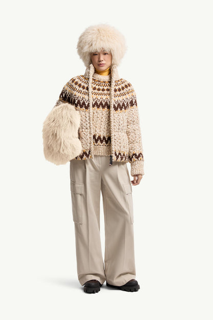 Moncler Girose Wool Blend Zip-Up Cardigan Beige & Brown Beige & Brown
