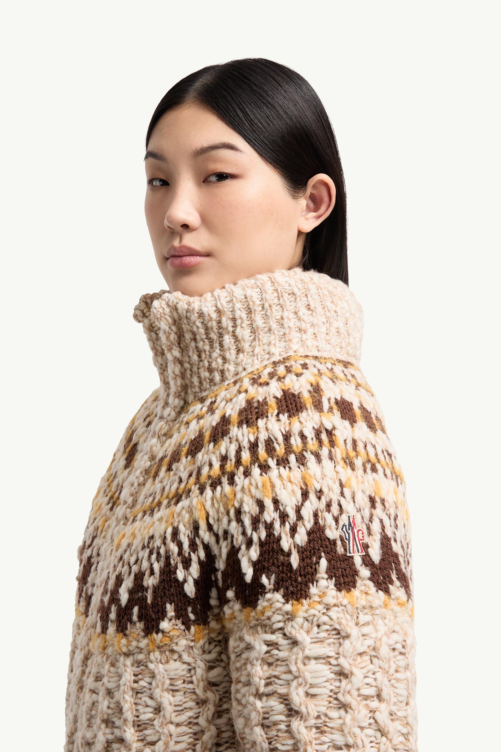 Moncler Girose Wool Blend Zip-Up Cardigan Beige & Brown Beige & Brown