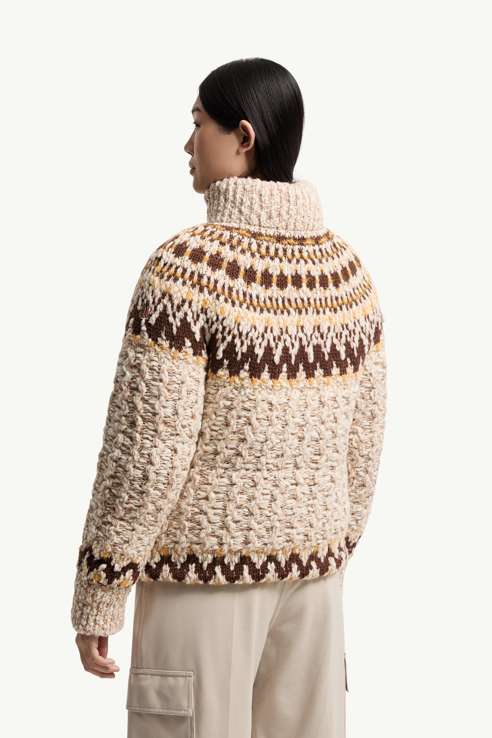 Moncler Girose Wool Blend Zip-Up Cardigan Beige & Brown Beige & Brown