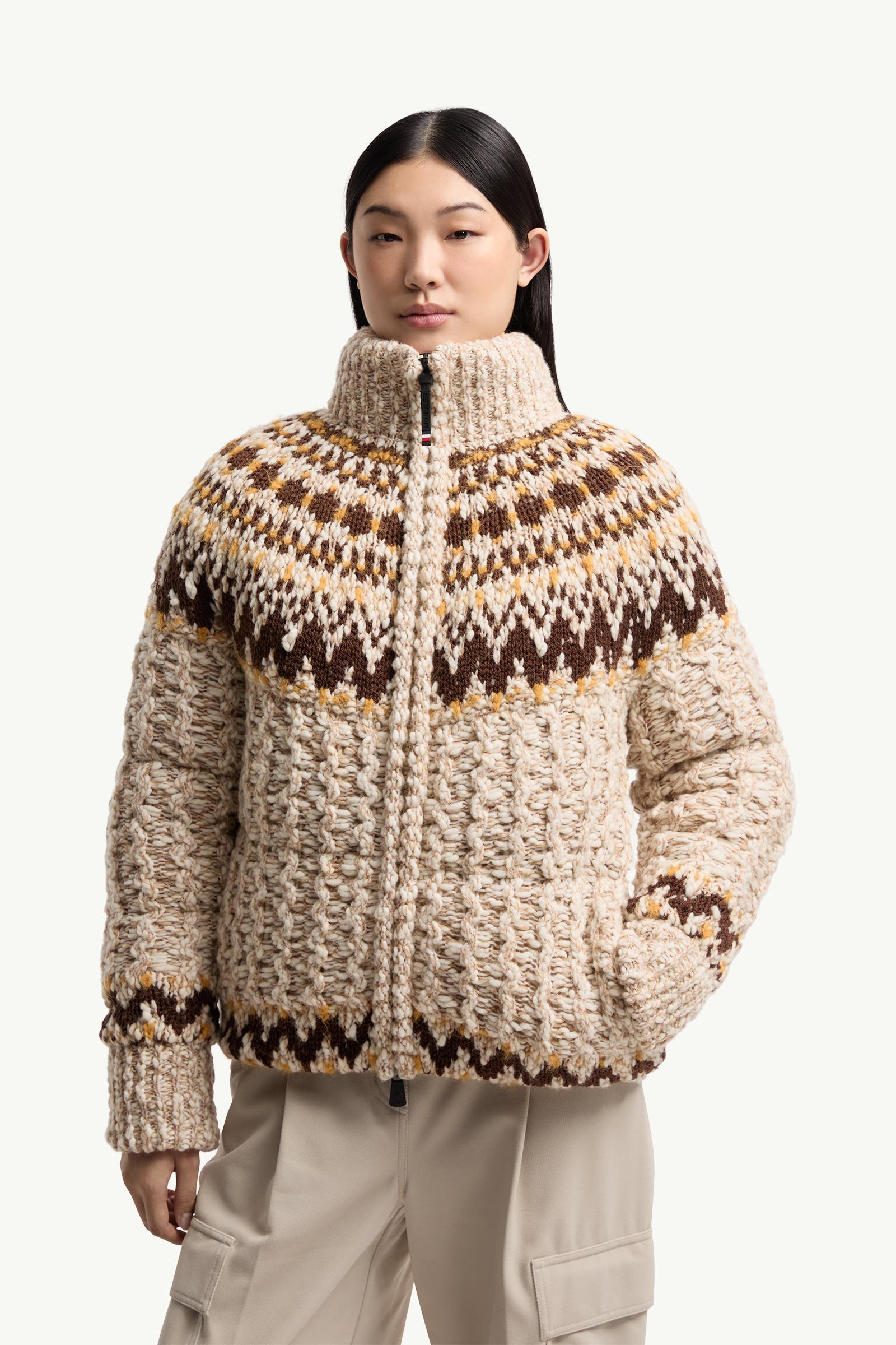 Moncler Girose Wool Blend Zip-Up Cardigan Beige & Brown Beige & Brown