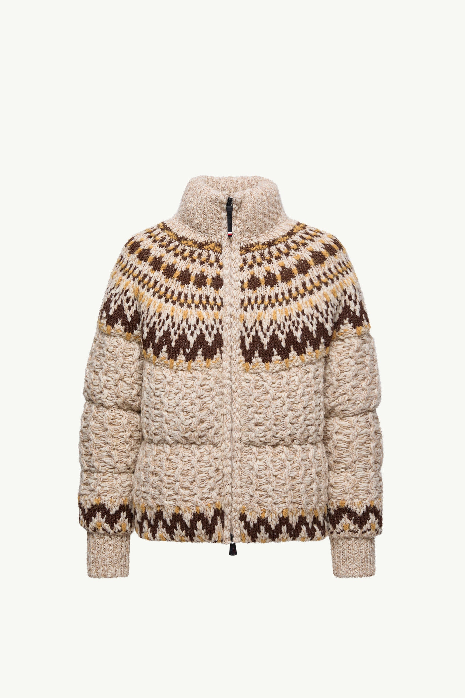 Moncler Girose Wool Blend Zip-Up Cardigan Beige & Brown Beige & Brown