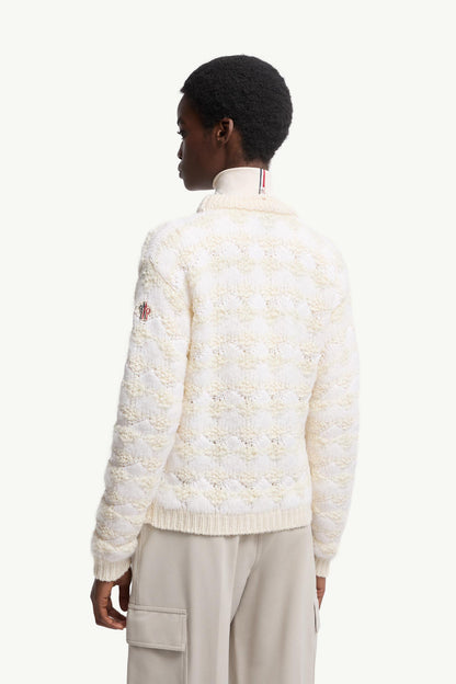 Moncler Wool & Alpaca Blend Striped Sweater White Ivory White Ivory