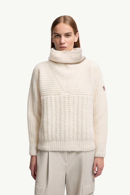 Moncler Alpaca Blend Turtleneck Sweater White Ivory White Ivory