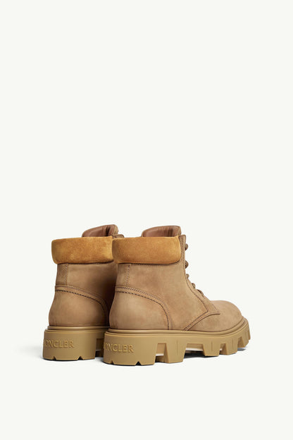 Moncler Peak City Nubuck & Suede Lace-Up Boots Khaki
