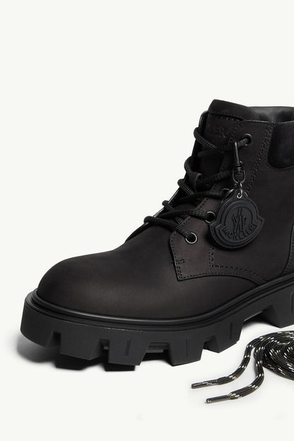 Moncler Peak City Nubuck & Suede Lace-Up Boots Black