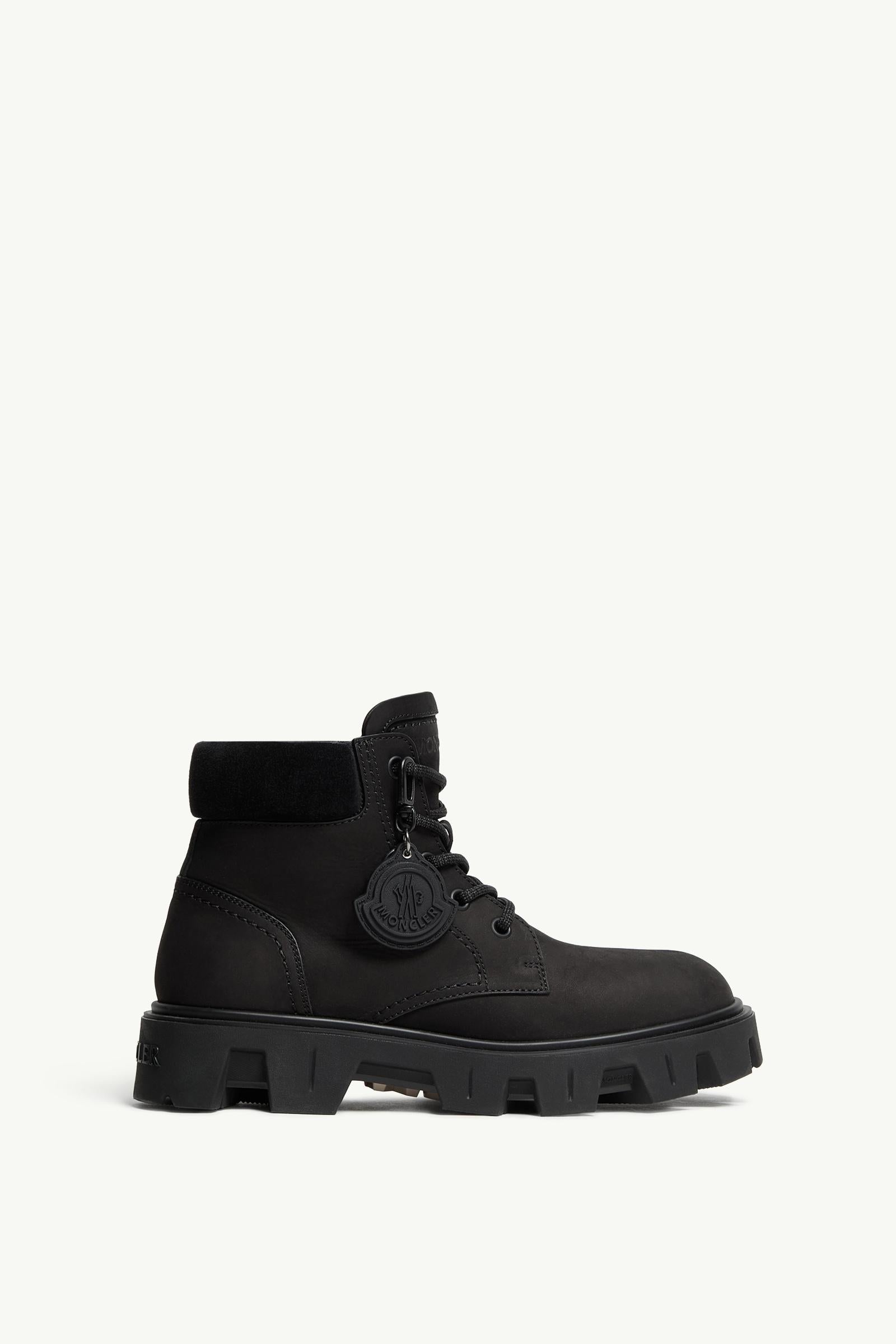 Moncler Peak City Nubuck & Suede Lace-Up Boots Black