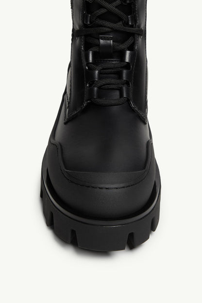 Moncler Peak Path Leather Lace-Up Boots Black