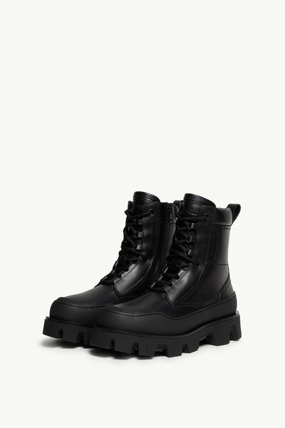 Moncler Peak Path Leather Lace-Up Boots Black