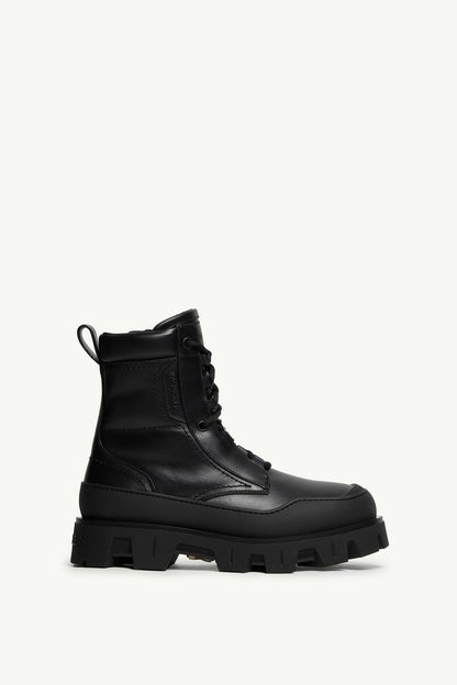 Moncler Peak Path Leather Lace-Up Boots Black