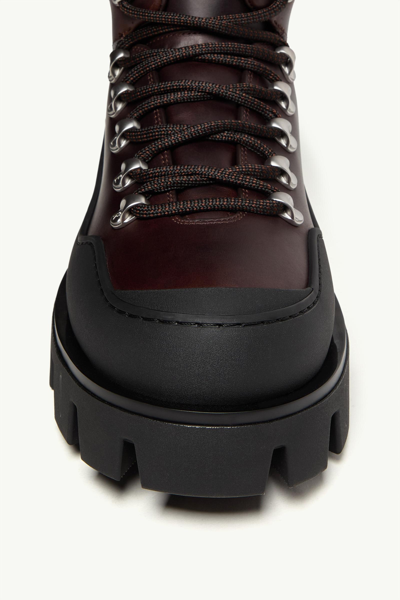 Moncler Peak Trek Leather Ankle Boots Brown