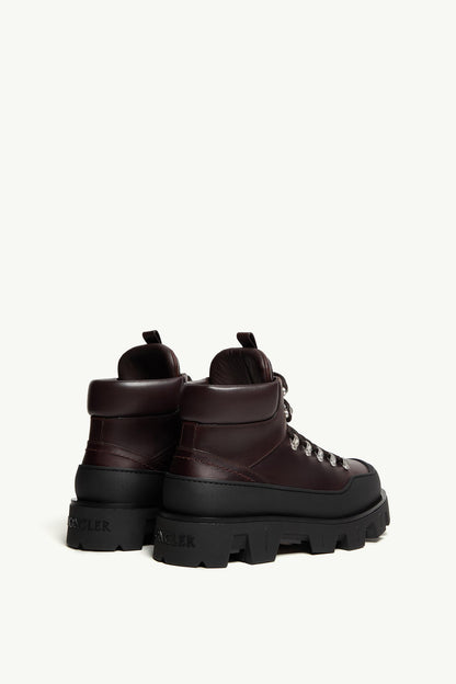 Moncler Peak Trek Leather Ankle Boots Brown