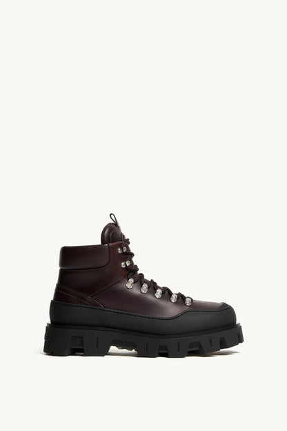 Moncler Peak Trek Leather Ankle Boots Brown